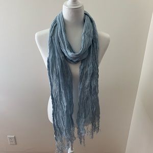 eskandar Accessories - Eskandar 100% Linen crinkle scarf in Light blue eskandar Accessories - Eskandar 100% Linen crinkle scarf in Light blue